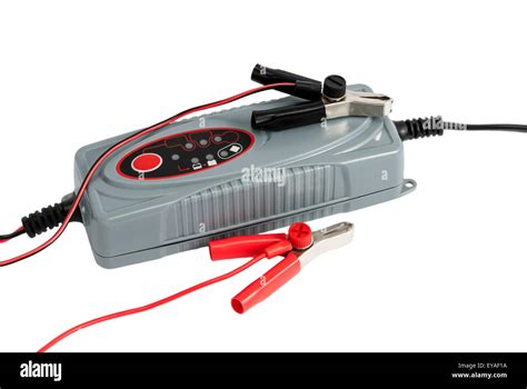 Modern Electronic Charger For Car Battery With Clamps And Jumper Cables