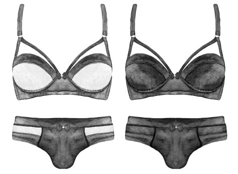 Conjunto de aquarelas de ilustração de lingerie de renda de lingerie