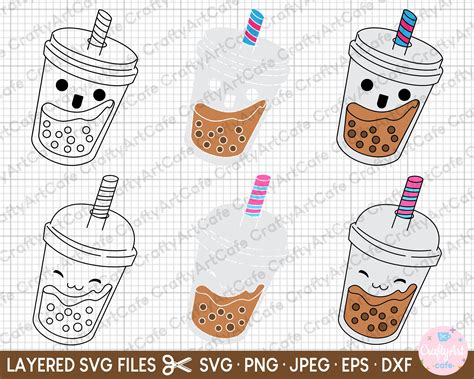 Boba Tea Bundle Svg Commercial Use Layered Svg Files Cricut Boba Tea