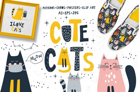 Cute Cats Patterns By Ekaterina TheHungryJPEG