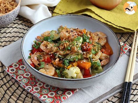 Wok De Verduras Con Gambas Receta Petitchef