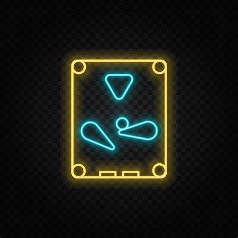 Pinball Arcade Game Neon Icon Blue And Yellow Neon Vector Icon