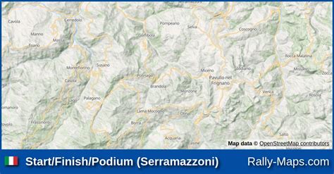 Start Finish Podium Serramazzoni stage map Rally Coppa Città di