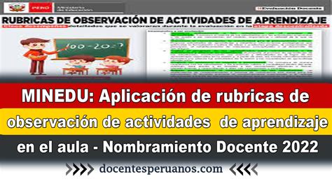 Minedu Aplicaci N De Rubricas De Observaci N De Actividades De