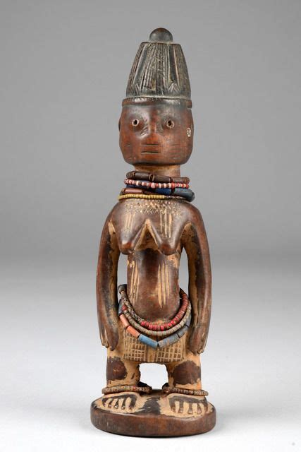 Female Twin Figure Ere Ibeji Nigeria Yoruba Wood Brown Patina