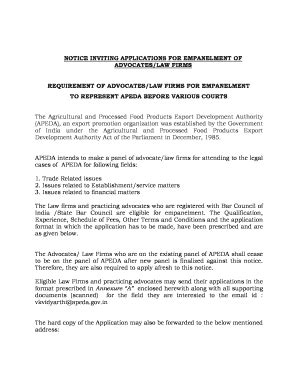 Notice Inviting Applications For Empanelment Of Advocates Fill Online