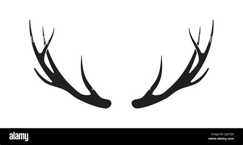 Deer Antlers Vector Silhouette Of The Horns Of A Wild Elk Roe Deer On