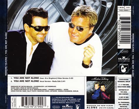 Car Tula Trasera De Modern Talking You Are Not Alone Cd Single