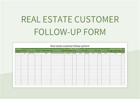 Real Estate Customer Follow Up Form Excel Template And Google Sheets