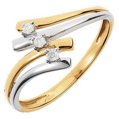 Ring Trilogy Precious Nest Three Stone Firmament Yellow Gold And