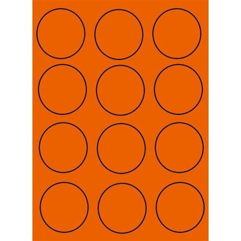 200 Planches Étiquette Ronde Fluo Orange Diamètre 60 Mm De 12