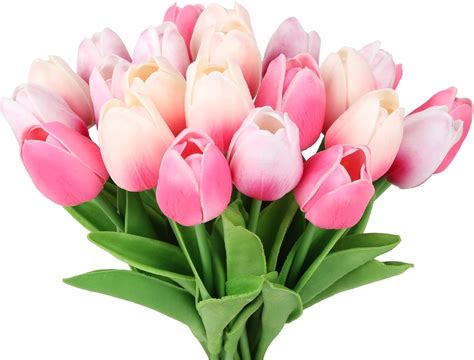 Amazon Ipopu Tulips Artificial Flowers Pcs Multi Pink Flowers