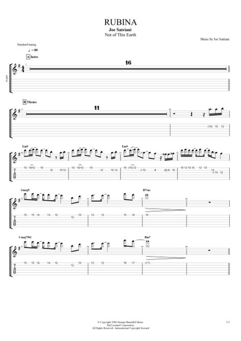 Rubina Tab By Joe Satriani Guitar Pro Full Score Mysongbook