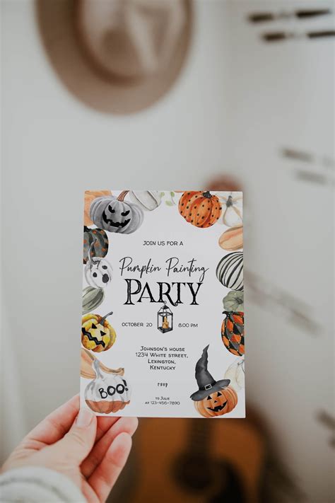 Halloween Pumpkin Painting Party Invitation, Halloweenparty Invitation ...