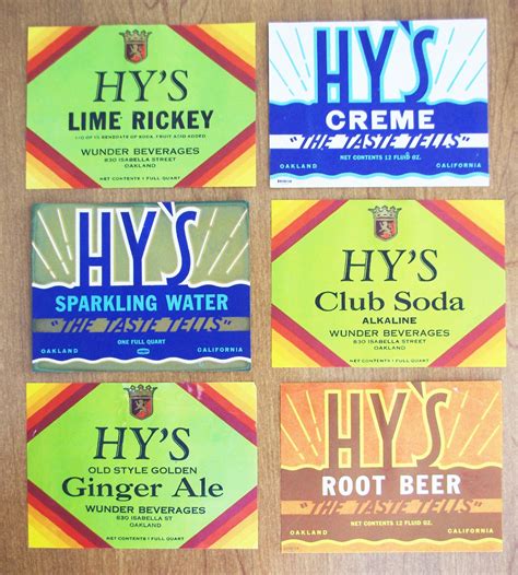 6 Vintage Soda Bottle Labels: Hy's Lime Rickey Sparkling - Etsy ...