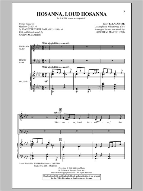 Hosanna Loud Hosanna By Joseph Martin Sheet Music For Satb Choir At Sheet Music Direct