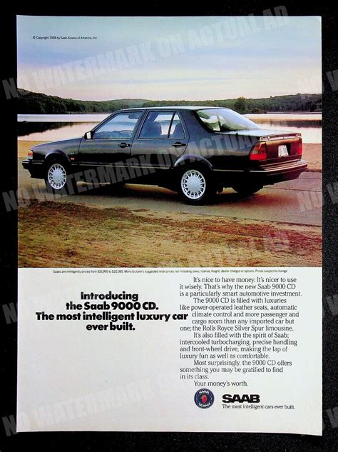 Saab 9000 Cd 1988 Sedan Car Auto Trade Print Magazine Ad Poster Advertの