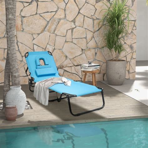 Gymax Folding Chaise Lounge Chair Bed Adjustable Patio Beach Camping