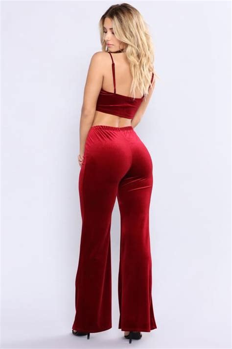 Very Velvet Pant Set Burgundy Velvet Pants Burgundy Fashion Fashion