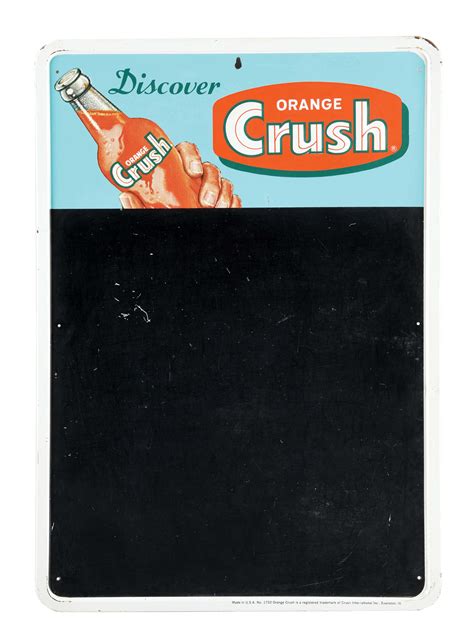 Lot Detail Embossed Tin Orange Crush Menu Board