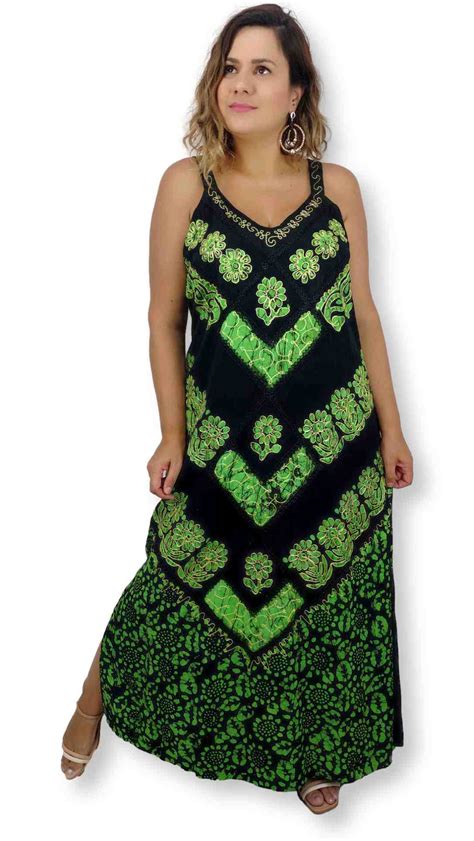 Vestido Indiano Longo Al A Bordado Batik Moda Boho Na Sarat Moda