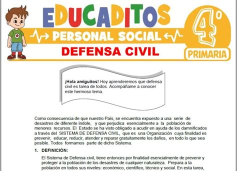 Ejercicios De Defensa Civil Para Cuarto De Primaria Educaditos The