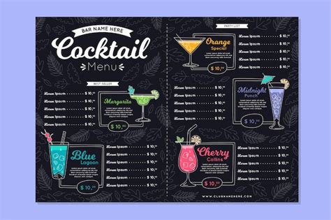 Free Vector Cocktail Menu Concept