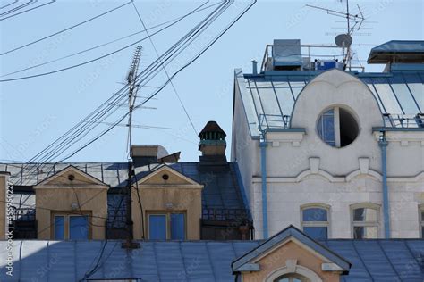 Old Street Facades And Roofs Of Houses Arch Window Moscow Residential