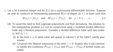 Solved 1 Let N Be A Positive Integer And Let Fx Be A