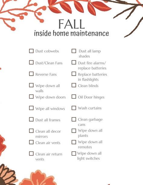 Fall Cleaning Checklist Free Printable