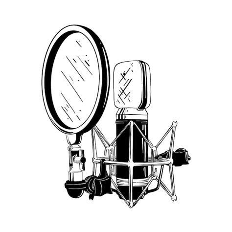 Premium Vector Hand Drawn Sketch Of Studio Microphone