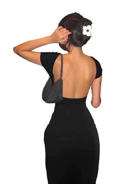 Elegant Solid Backless Maxi Dress Nibber Womens Streetwear With Short