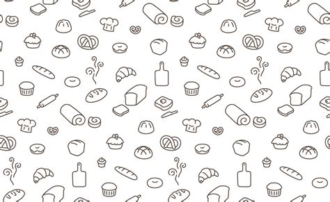 Many Kinds Of Bread Seamless Pattern Gift Wrap Wallpaper Background