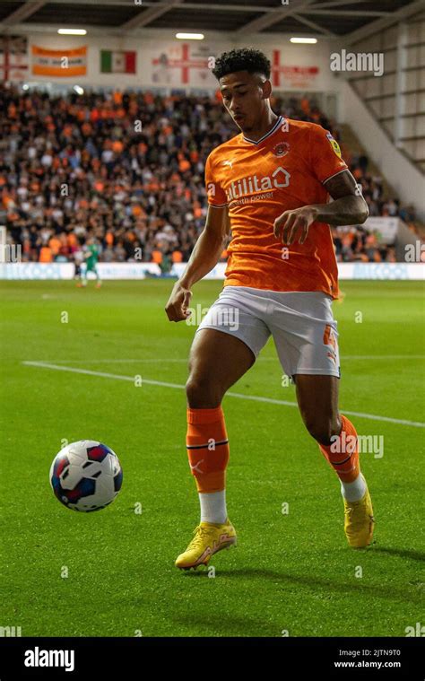 Jordan Lawrence Gabriel 4 Of Blackpool In Action During The Game Stock