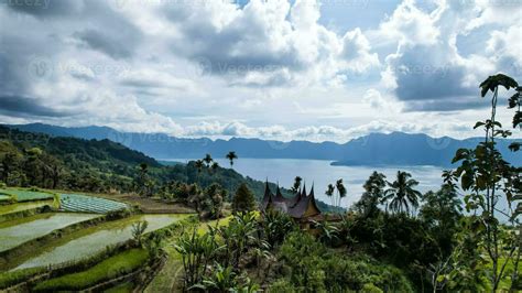 Aerial View Of Panorama Of Maninjau Lake West Sumatra Danau Maninjau