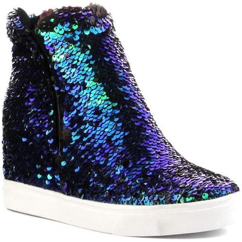 Cape Robbin Collection Mermaid Sequin Wedge Sneaker Liked On