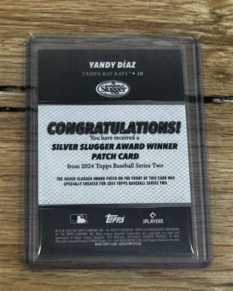 2024 TOPPS SERIES 2 YANDY DIAZ Silver Slugger Award Winner Patch Tampa