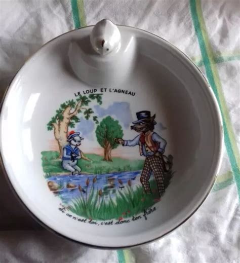 RARE ASSIETTE A Bouillie Fable De La Fontaine Le Loup Et L Agneau