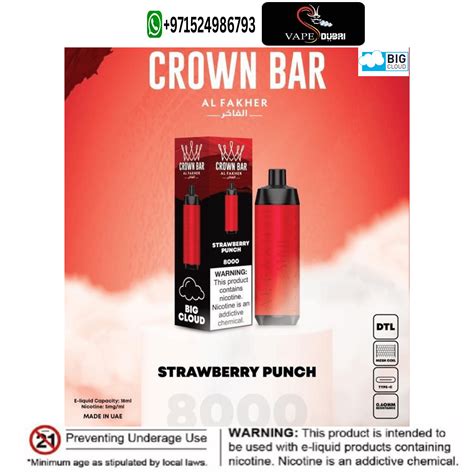 Al Fakher Strawberry Punch Disposable Vape Puffs Crown Bar Smoke