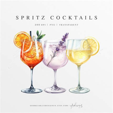 Aperol Spritz Watercolor Clipart Limoncello Spritz Drink Illustration