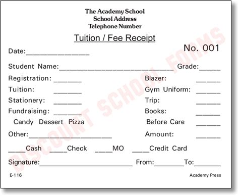 Tuitionfee Receipt School Forms