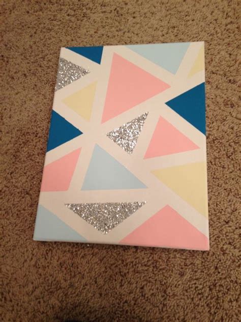 DIY Canvas 1 Tape Geometric Shapes With Painter S Tape 2 Paint Inside