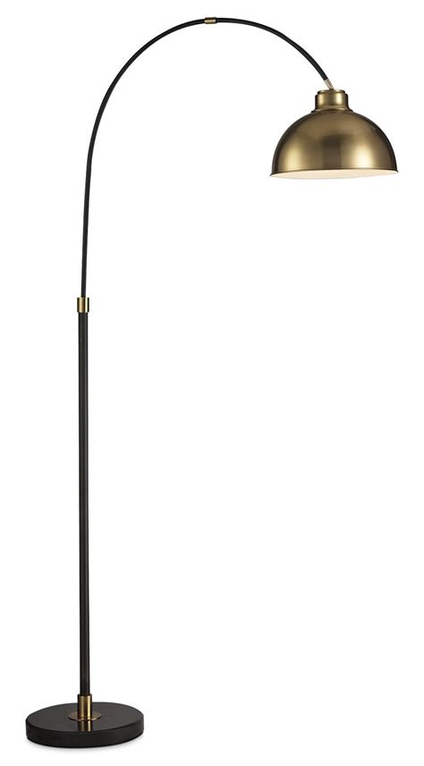 Black Arc Floor Lamp With Gold Metal Shade The Brick