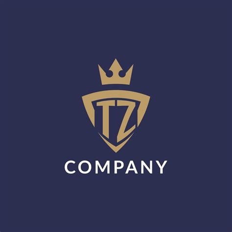 Tz Logo With Shield And Crown Monogram Initial Logo Style