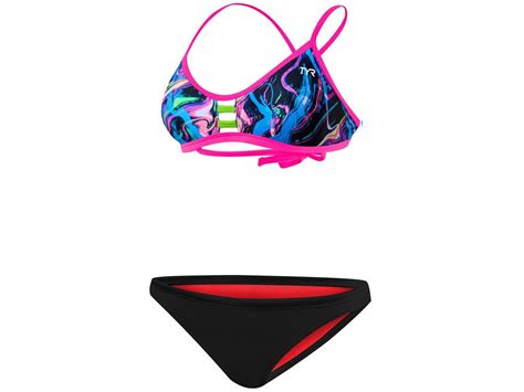 Tyr Penello Schwimmbikini Pink Multi Pacific Tieback Top Bikini