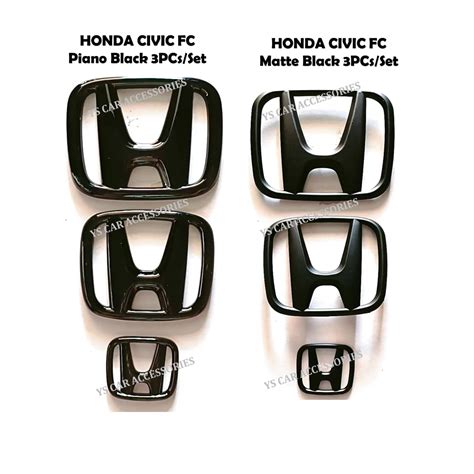 Stock Baruhonda Logo Emblem Honda Civic Fc Piano Balck And Matte Black Shopee Malaysia