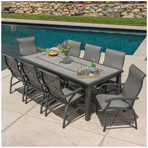 SunVilla Kingston 9 Piece Sling Dining Set Costco Austr