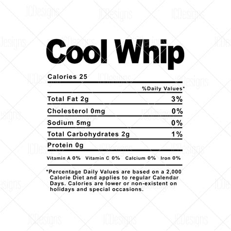 Cool Whip Food Nutrition Facts Svg Holiday Christmas Etsy Uk