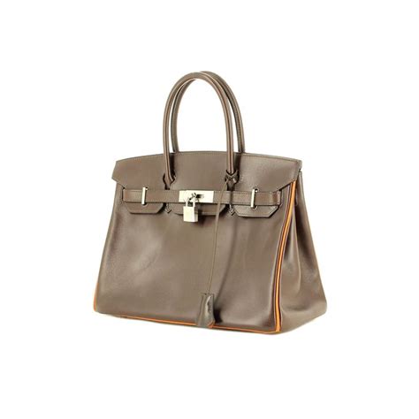 Hermès Birkin 30 cm bicolore en cuir marron et jonc orange Hermes