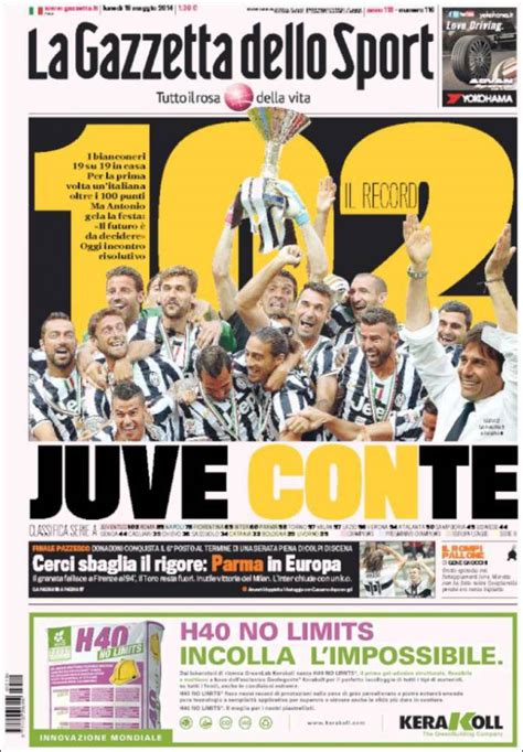 Rassegna Stampa Gazzetta Dello Sport 102 Juve Conte